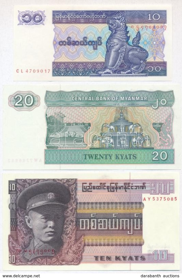 Burma ~1970-1980. 5K + 10K + 15K + 35K + Mianmar ~1990. 10K + 20K T:I,I-,II
Burma ~1970-1980. 5 Kyats + 10 Kyats + 15 Ky - Unclassified
