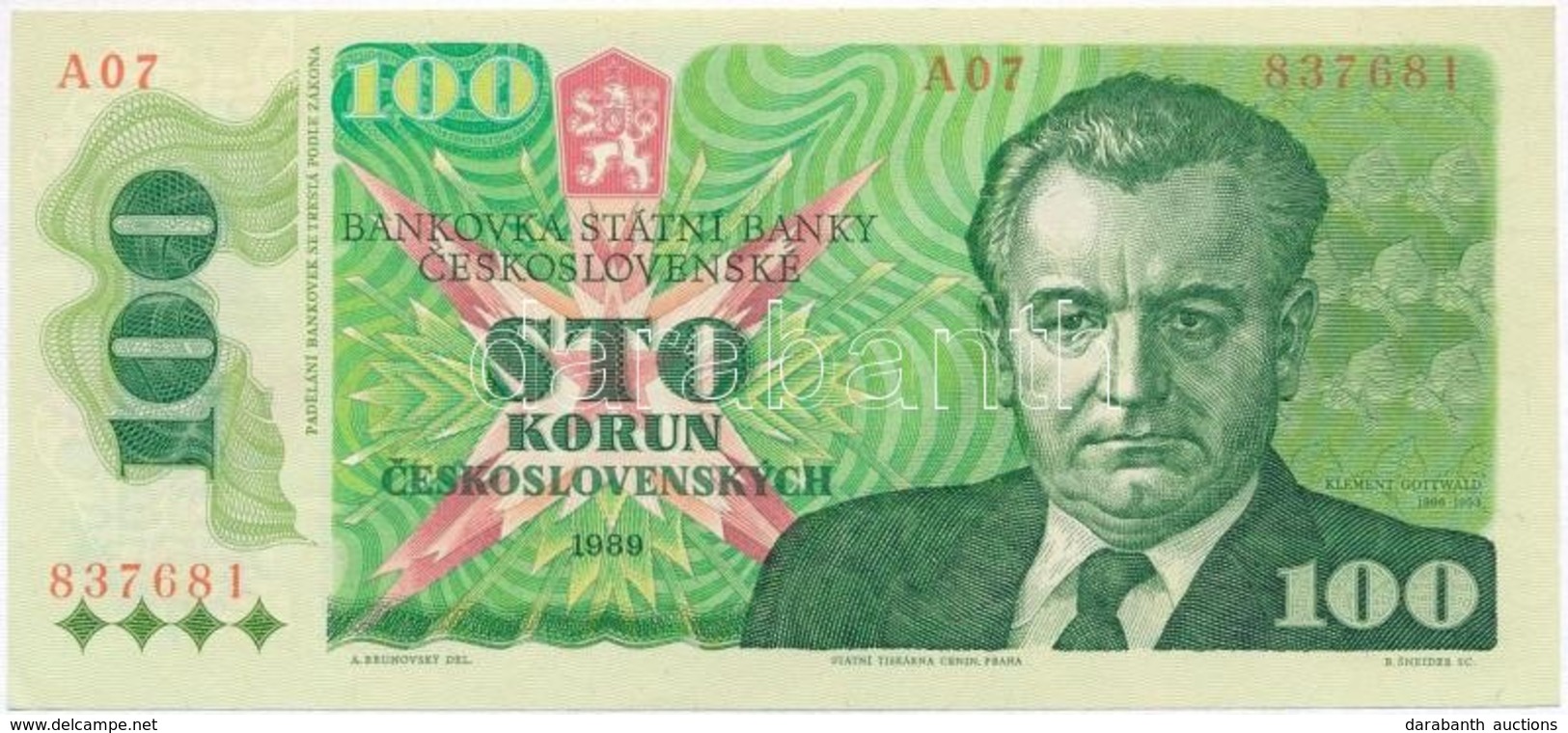 Csehszlovákia 1989. 100K T:I 
Czechoslovakia 1989. 100 Korun C:UNC - Unclassified