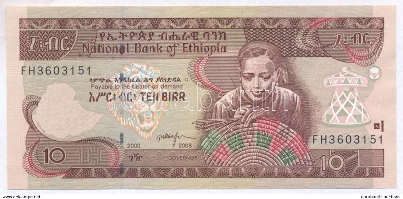 Etiópia 2008. 10B T:I-,II
Ethiopia 2008. 10 Birr C:AU,XF - Unclassified