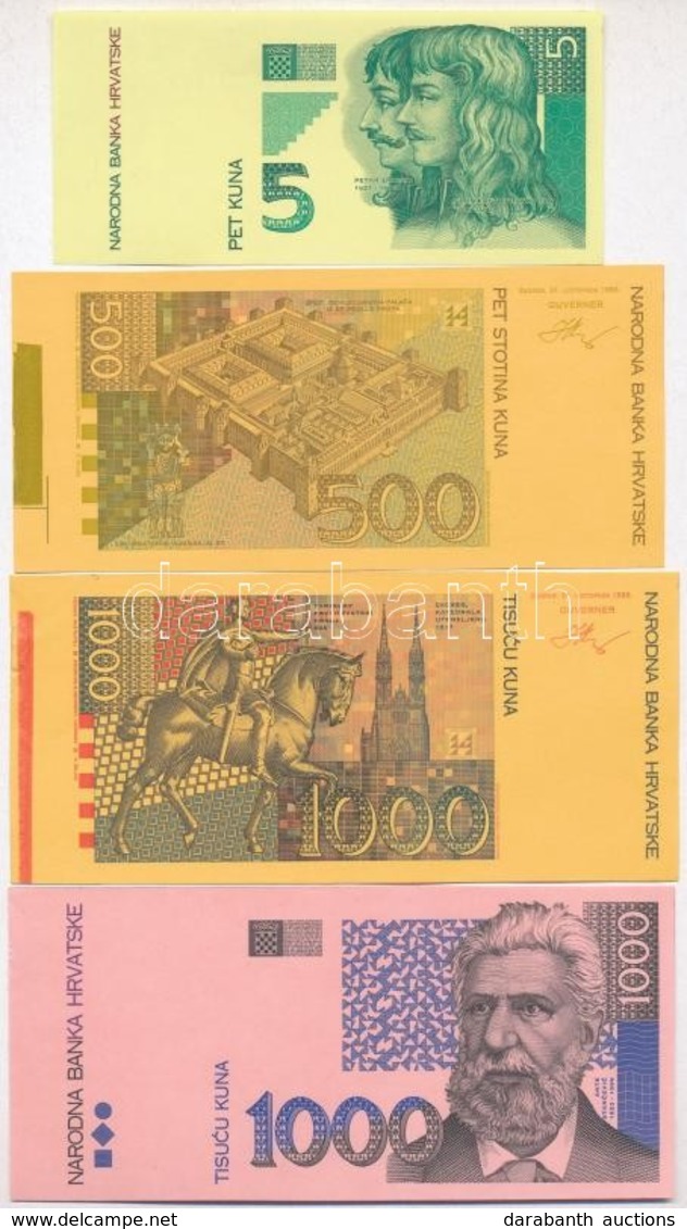 Horvátország 1993 (1994). 5K Előlapi Színpróba + 50K Előlapi Színpróba + 200K Előlapi és Hátlapi Színpróba + 500K Előlap - Ohne Zuordnung