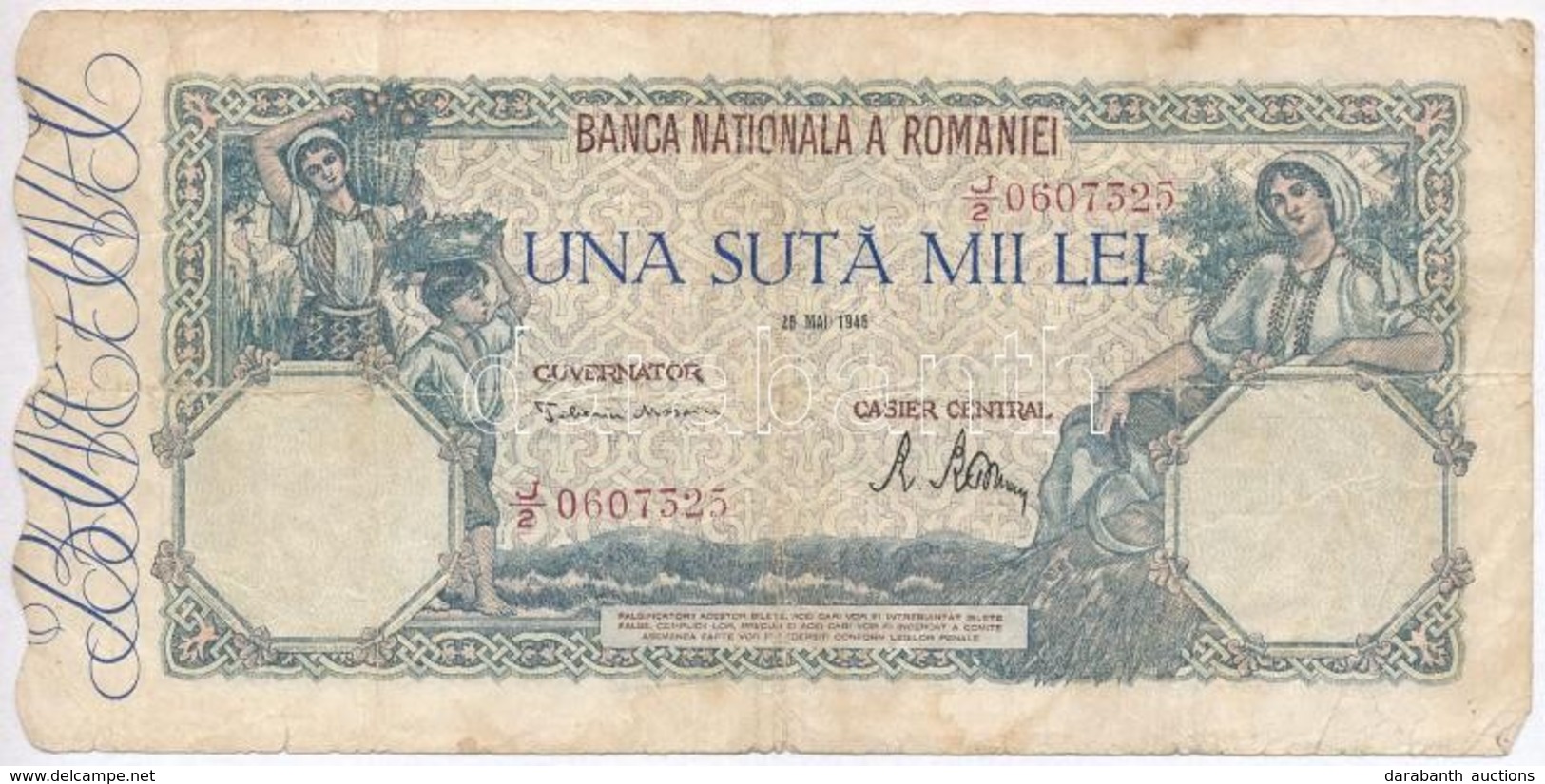 Románia 1946. 100.000L T:III,III- 
Romania 1946. 100.000 Lei C:F,VG 
Krause 58.a - Non Classificati