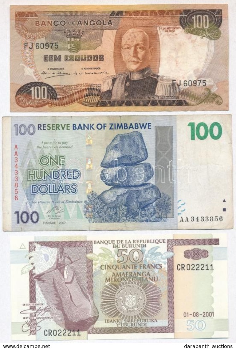 6db-os Vegyes Külföldi Bankjegy Tétel Afrikai Országokból, Közte Angola, Kenya, Zimbabwe T:I--III Ragasztás
6pcs Of Vari - Unclassified