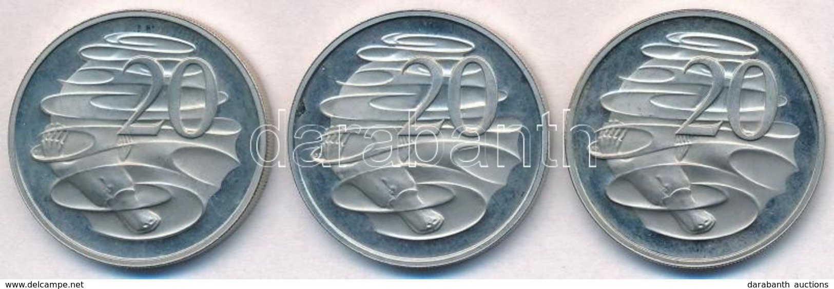 Ausztrália 1987. 20c Cu-Ni + 1988. 20c Cu-Ni + 1989. 20c Cu-Ni 'Kacsacsőrű Emlős' T:1(PP)
Australia 1987. 20 Cents Cu-Ni - Unclassified