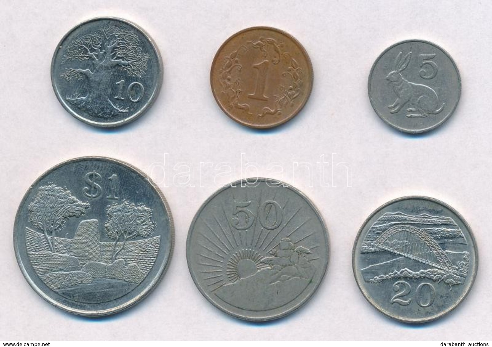 Zimbabwe 1980-1996. 1c-1$ (6xklf) T:2
Zimbabwe 1980-1996. 1 Cent - 1 Dollar (6xdiff) C:XF - Unclassified