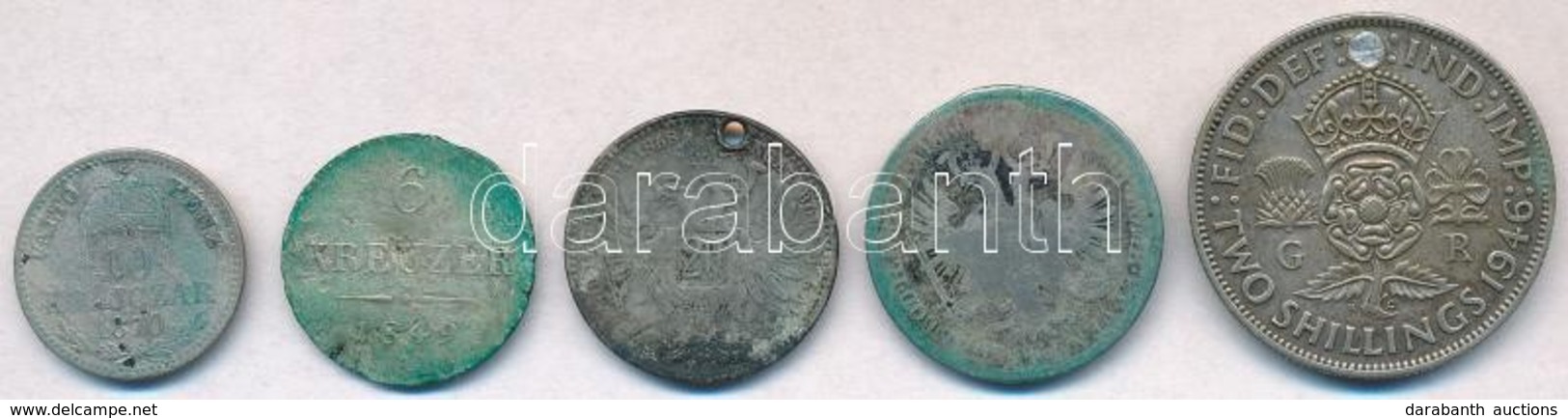 5db-os Vegyes Magyar és Külföldi Rossz Tartású Ezüstpénz Tétel T:2-,3,3- Ly.
5pcs Of Various Silver Coins In Bad Conditi - Non Classificati