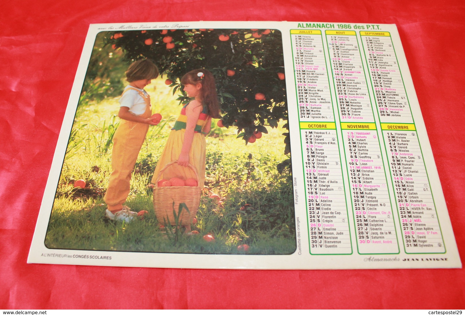 CALENDRIER  ALMANACH Des  PTT  1986 - Tamaño Grande : 1981-90