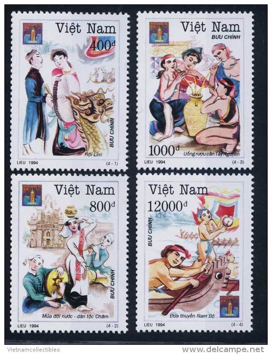 Vietnam Viet Nam MNH Perf Stamps 1994 : Vietnamese Traditional Festivals / Wine Drinking / Boat Racing (Ms678) - Vietnam