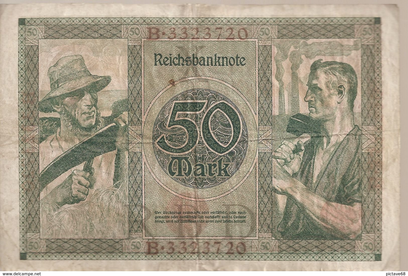 ALLEMAGNE /GERMANY /  N° 68  Billet De 50 Mark Du 23.7.1920. Vert Foncé Et Vert - 50 Mark