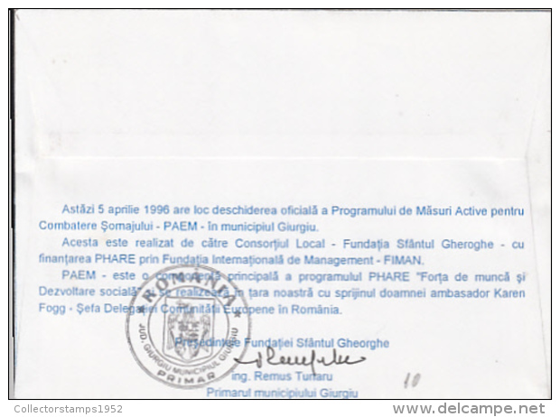 69500- GIURGIU- ST GEORGE FOUNDATION, SPECIAL COVER, 1996, ROMANIA - Briefe U. Dokumente