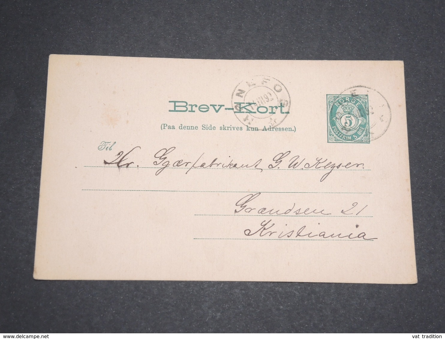 NORVÈGE - Entier Postal Pour Kristiania En 1892 -  L 13567 - Postal Stationery