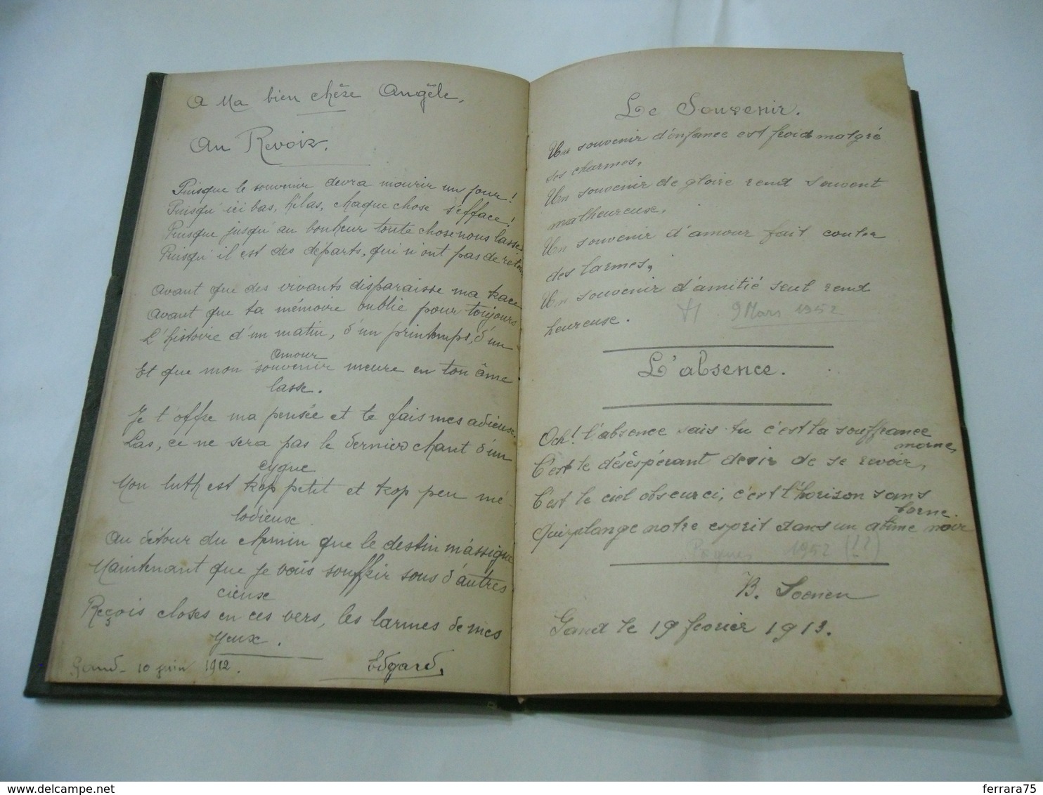 DIARIO DI POESIE D'AMORE AMOUR IN LINGUA FRANCESE FRENCH CON DISEGNI 1911.