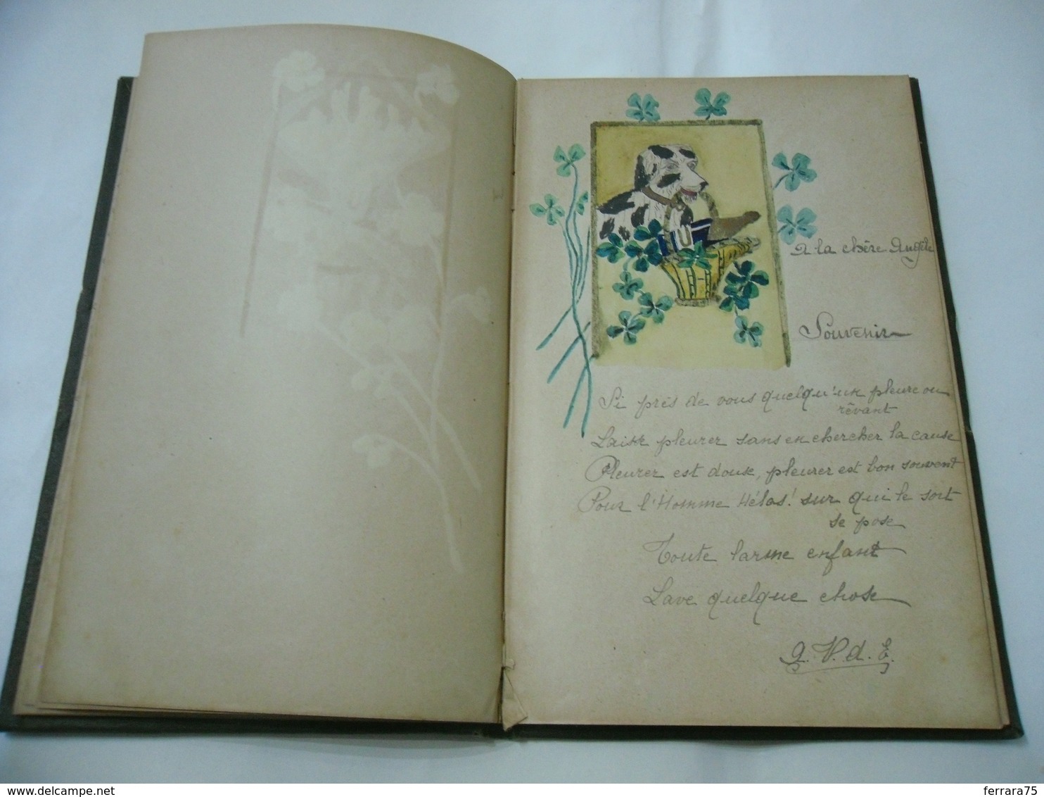 DIARIO DI POESIE D'AMORE AMOUR IN LINGUA FRANCESE FRENCH CON DISEGNI 1911.