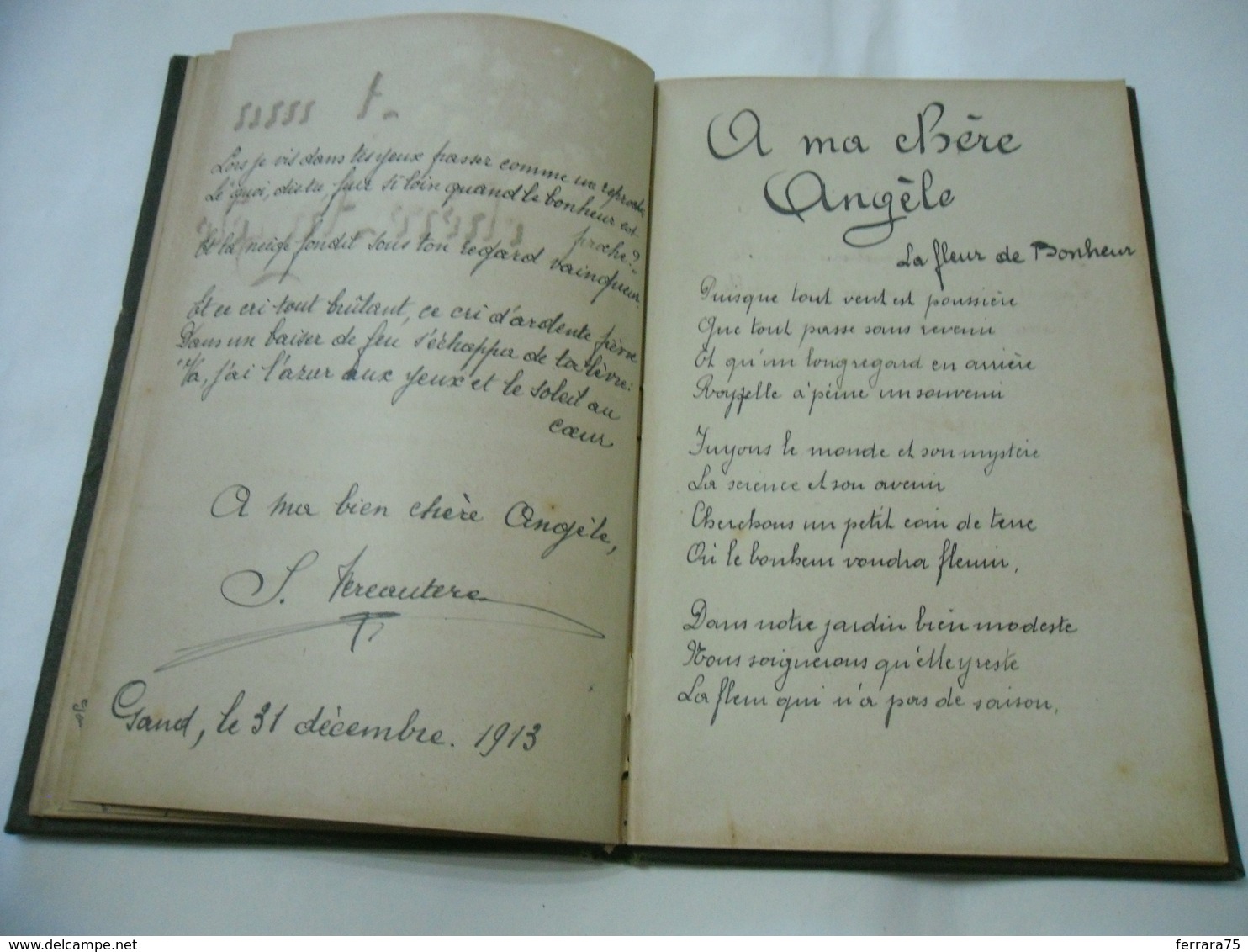 DIARIO DI POESIE D'AMORE AMOUR IN LINGUA FRANCESE FRENCH CON DISEGNI 1911.