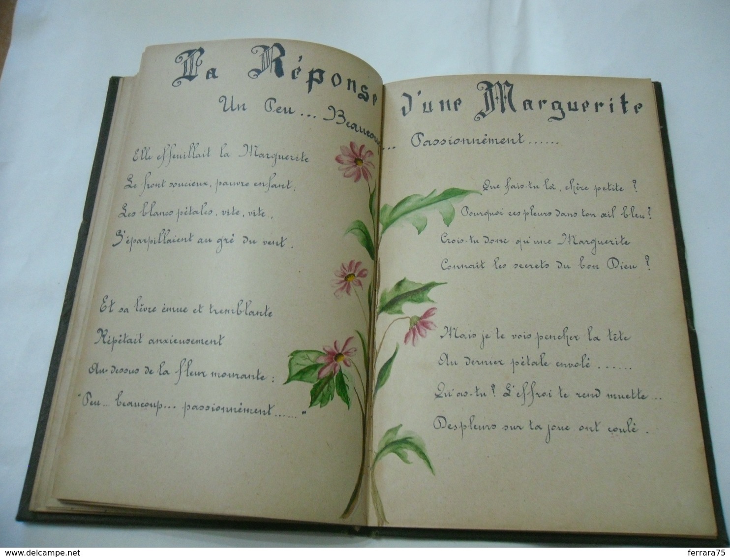 DIARIO DI POESIE D'AMORE AMOUR IN LINGUA FRANCESE FRENCH CON DISEGNI 1911.