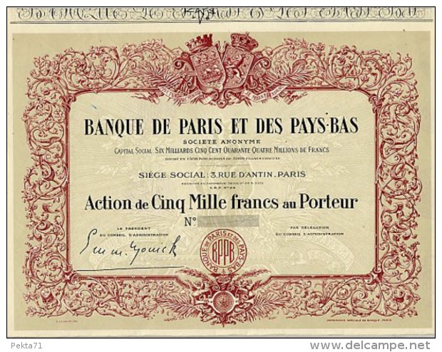 BANQUE DE PARIS ET DES PAYS - BAS - Banque & Assurance