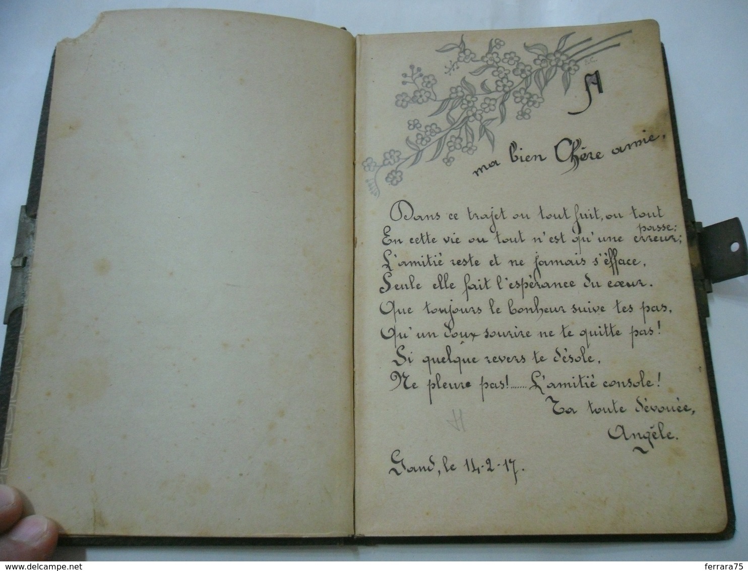 DIARIO DI POESIE D'AMORE AMOUR IN LINGUA FRANCESE FRENCH CON DISEGNI 1917. - Altri & Non Classificati