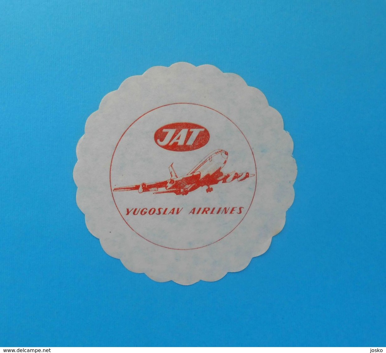 JAT - YUGOSLAV AIRLINES ... Vintage Official Coaster ( Paper ) * National Airways Airline Plane Avion - Autocollants