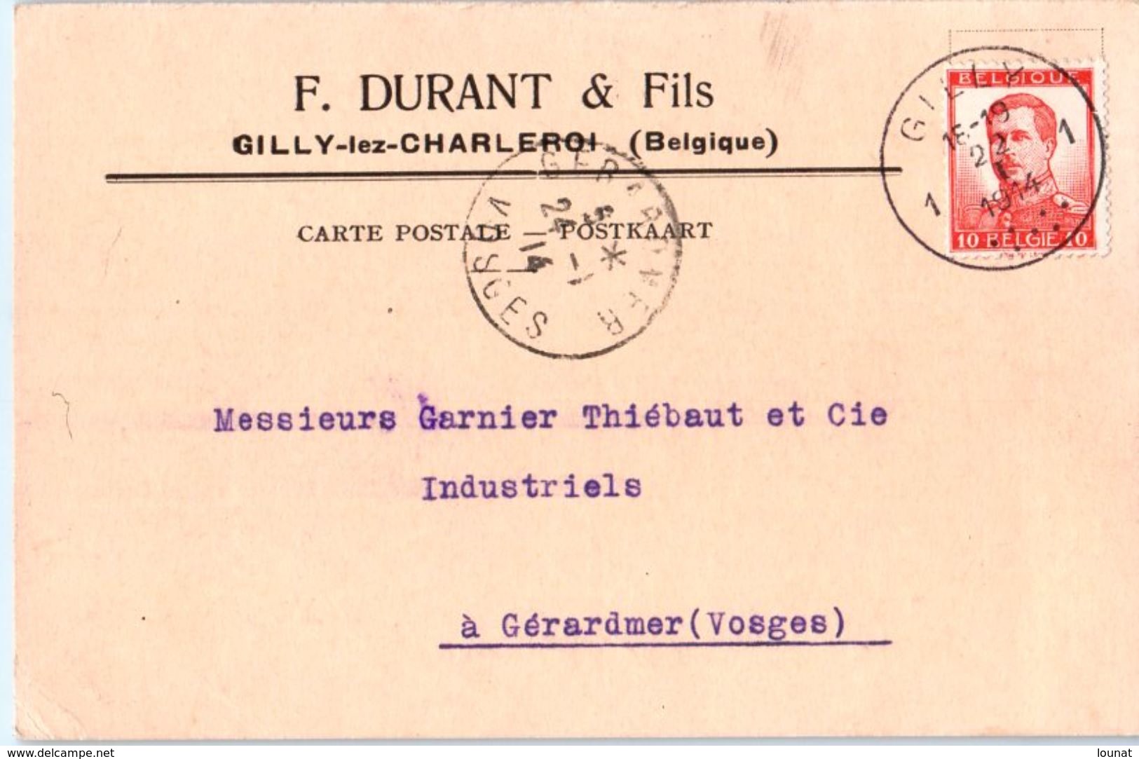 GILLY Lez Charleroi : F. Durant & Fils - Entiers Postaux - Charleroi