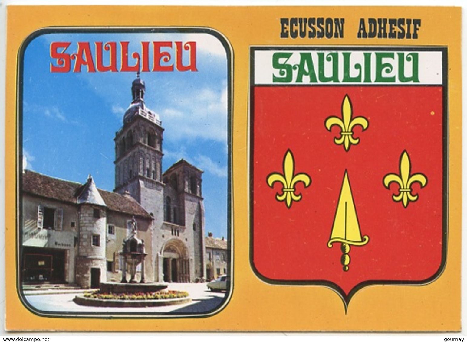 Saulieu : Ecusson Adhesif (blason Autocollant) Cp Vierge - Saulieu