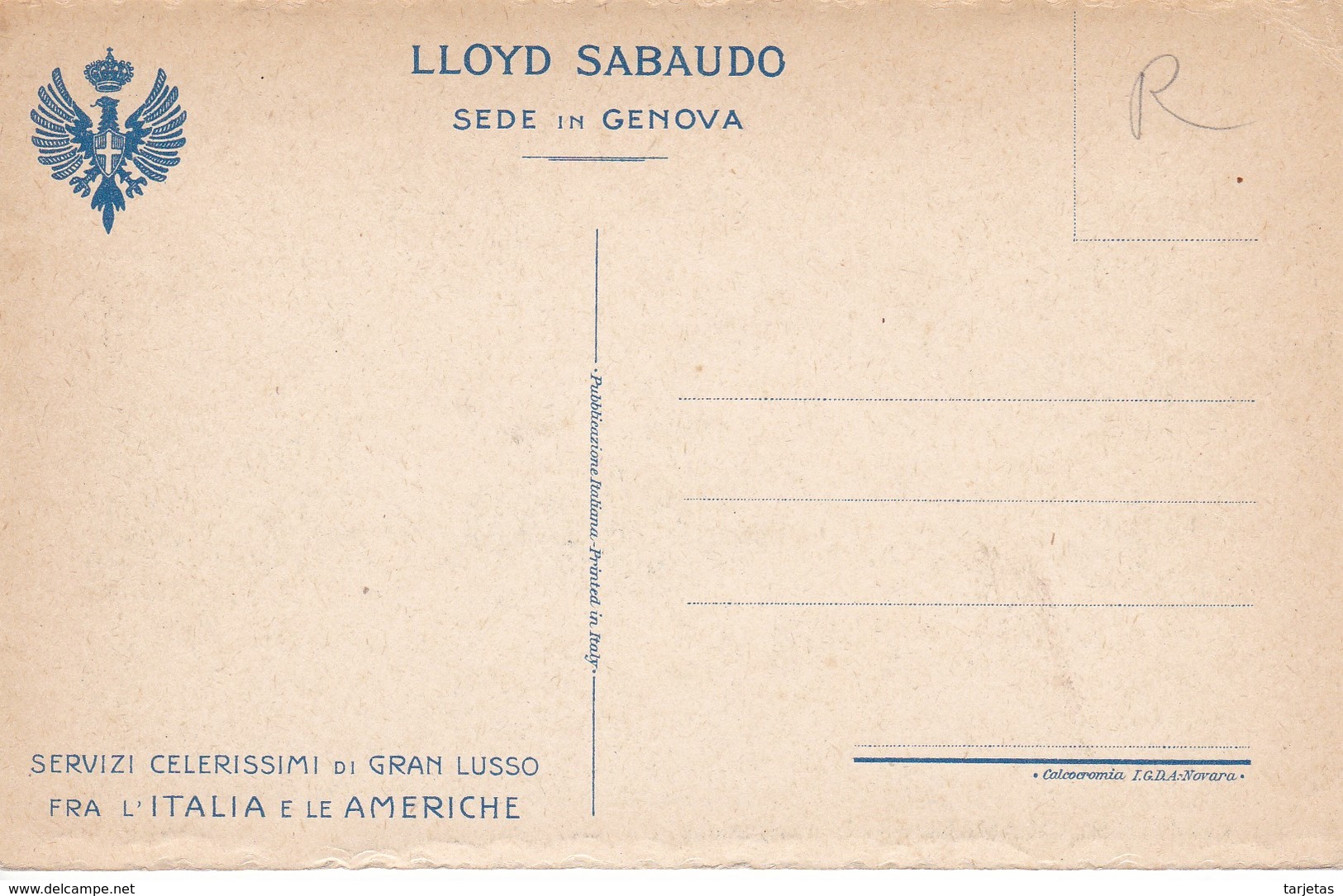 POSTAL DEL BARCO CONTE BIANCAMANO EN NAVEGACION  (BARCO-SHIP)  LLOYD SABAUDO - Comercio