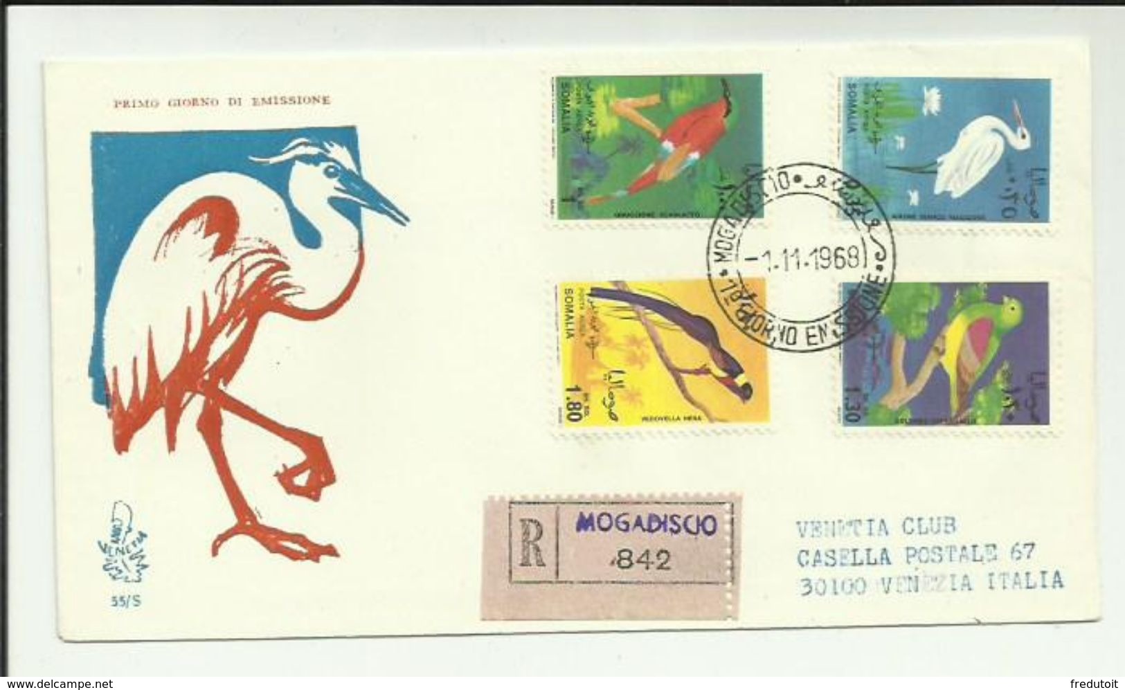SOMALIE - FDC 1968 : Oiseaux - Somalia (1960-...)