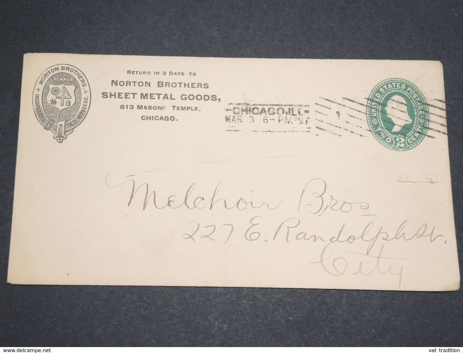 ETATS UNIS - Entier Postal Commerciale De Chicago -  L 13621 - 1901-20