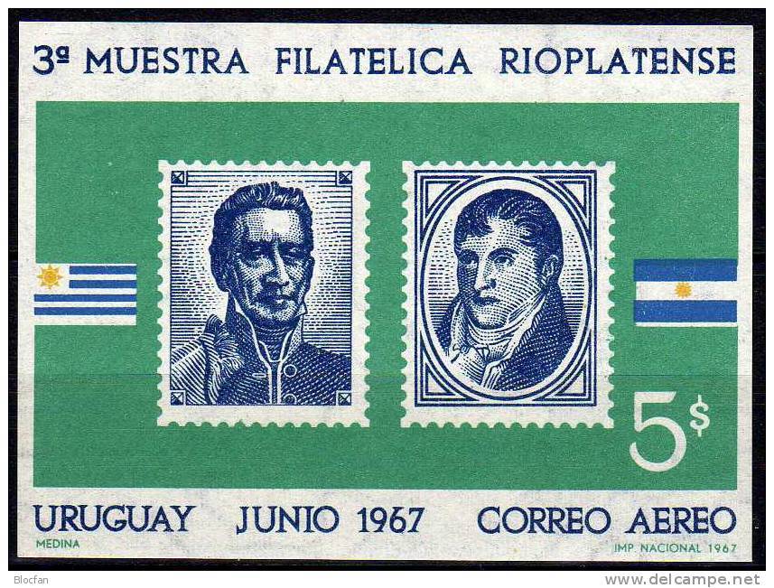 EXPO Rioplatense 1967 Uruguay  Block 10 ** 2€ Flaggen Muster-Briefmarken Stamp On Stamps Bloc Sheet Bf Philatelics - Uruguay