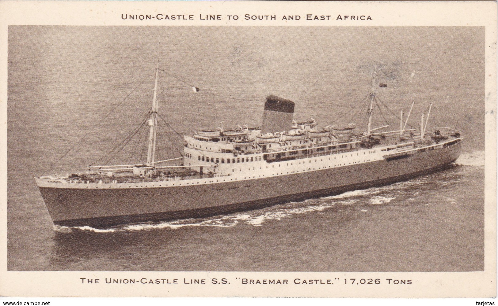 POSTAL DEL BARCO BRAEMAR CASTLE (BARCO-SHIP) LINE TO SOUTH AND EAST AFRICA - Comercio