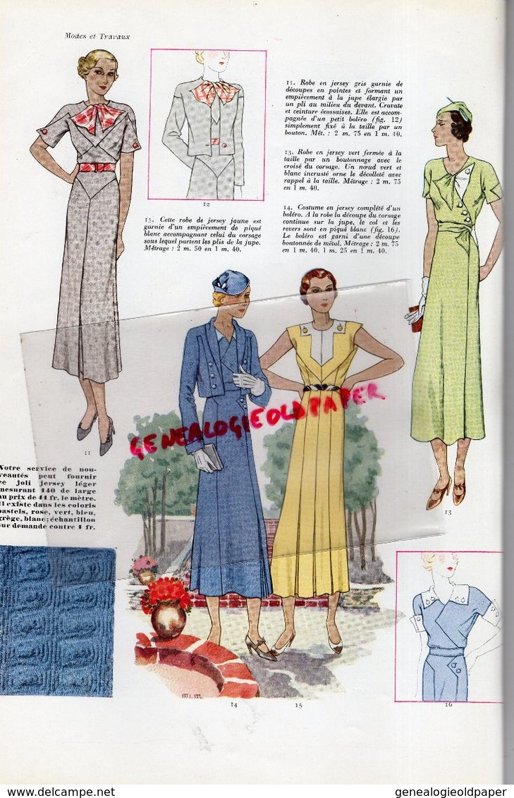 REVUE MODES & TRAVAUX-15 AVRIL 1933-N° 320-BOUCHERIT- CONFISERIE CHOCOLAT MENIER-LELONG-CAFE SANKA-MIRANDE-REDFERN-WORTH - Fashion