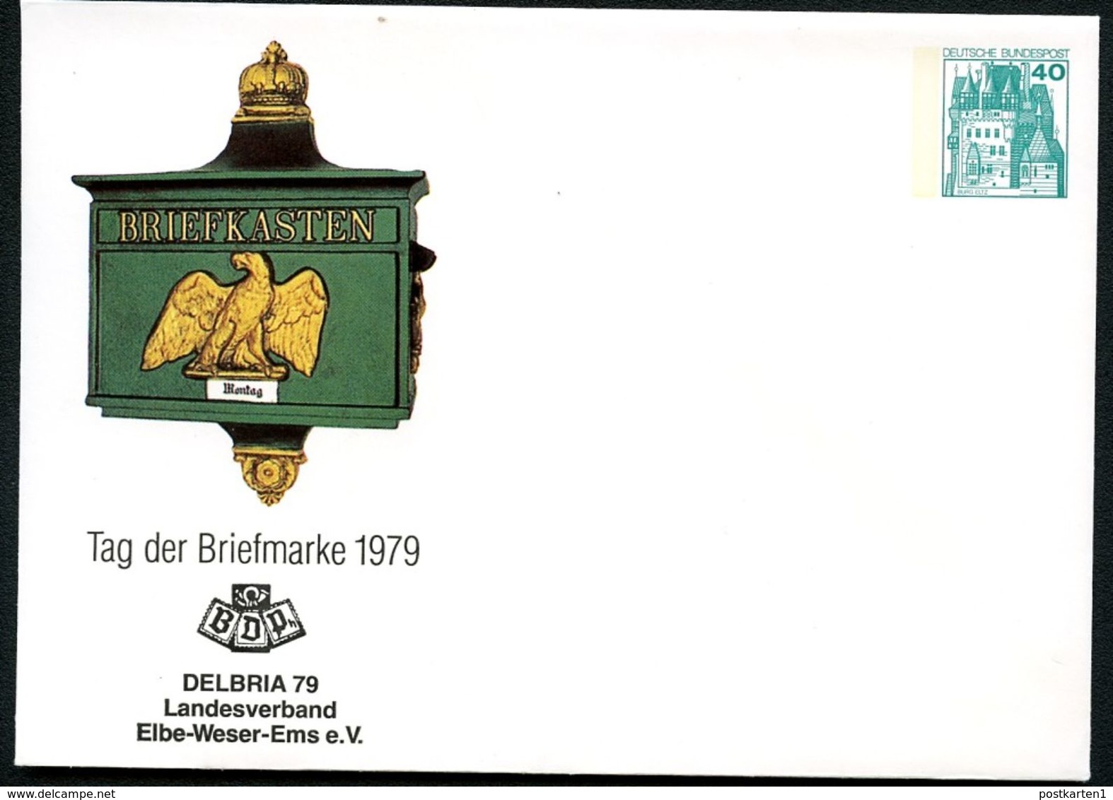 Bund PU110 C1/005a Privat-Umschlag BRIEFKASTEN PREUSSEN 1860 ** 1979 - Enveloppes Privées - Neuves