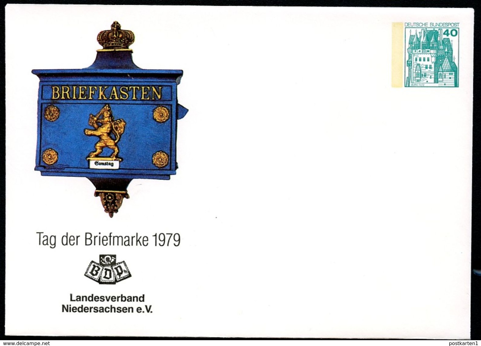 Bund PU110 C1/008 Privat-Umschlag BRIEFKASTEN HESSEN 1865 LV Niedersachsen 1979 - Enveloppes Privées - Neuves