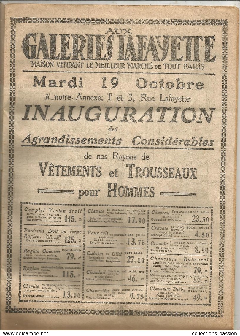 Revue , LE CRI DE PARIS , N) 1229, 17 Octobre 1920 , 17 Pages , Nombreuses Publicités , 6 Scans , Frais Fr 1.95 E - 1900 - 1949