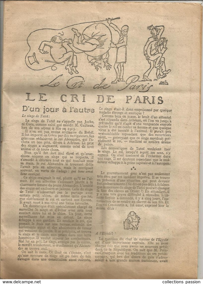 Revue , LE CRI DE PARIS , N) 1229, 17 Octobre 1920 , 17 Pages , Nombreuses Publicités , 6 Scans , Frais Fr 1.95 E - 1900 - 1949