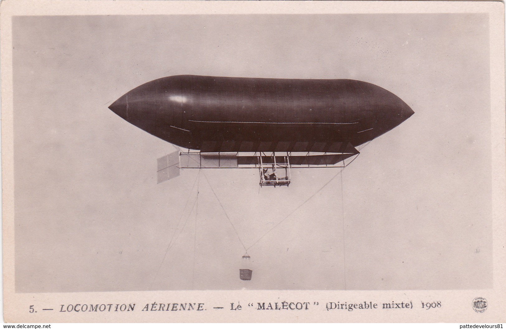 CPA-PHOTO Carte-Photo Locomotion Aérienne Dirigeable Mixte "Le MALECOT"  1908 Aérostation Aviation - Dirigibili