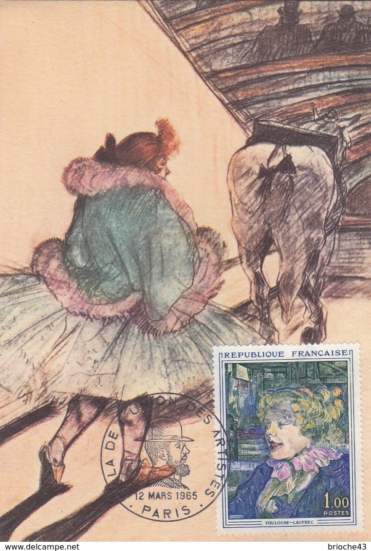 FRANCE - CP TOULOUSE-LAUTREC -   OBLITERATION GALA DE L'UNION DES ARTISTES 12.3.1965 PARIS  /1 - Storia Postale