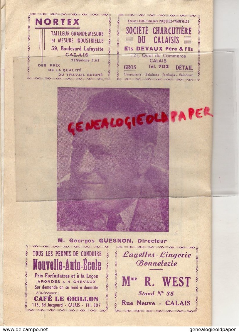 62- CALAIS-PROGRAMME THEATRE MUNICIPAL-55-56-GEORGES GUESNON-FERNANDE SAPHYR-LYSE DEPRE-EDMOND CARBO-VEUVE JOYEUSE-LEHAR - Programme