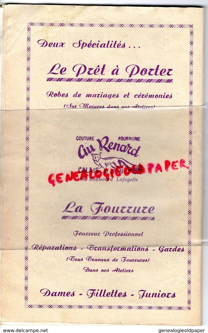 62- CALAIS-PROGRAMME THEATRE MUNICIPAL-55-56-GEORGES GUESNON-FERNANDE SAPHYR-LYSE DEPRE-EDMOND CARBO-VEUVE JOYEUSE-LEHAR