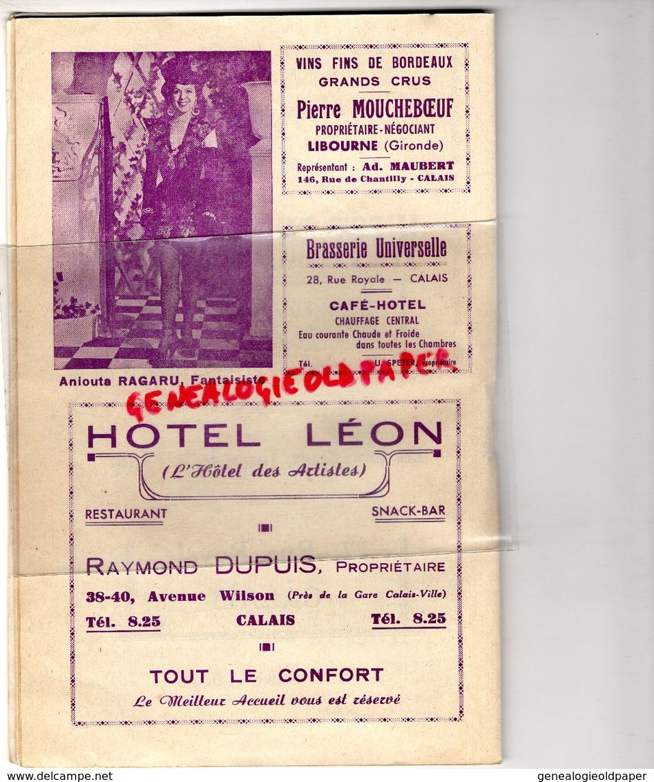 62- CALAIS-PROGRAMME THEATRE MUNICIPAL-55-56-GEORGES GUESNON-FERNANDE SAPHYR-LYSE DEPRE-EDMOND CARBO-VEUVE JOYEUSE-LEHAR