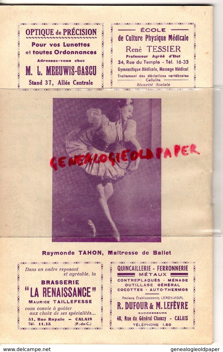 62- CALAIS-PROGRAMME THEATRE MUNICIPAL-55-56-GEORGES GUESNON-FERNANDE SAPHYR-LYSE DEPRE-EDMOND CARBO-VEUVE JOYEUSE-LEHAR