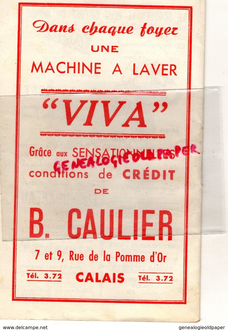 62- CALAIS-PROGRAMME THEATRE MUNICIPAL-55-56-GEORGES GUESNON-FERNANDE SAPHYR-LYSE DEPRE-EDMOND CARBO-VEUVE JOYEUSE-LEHAR