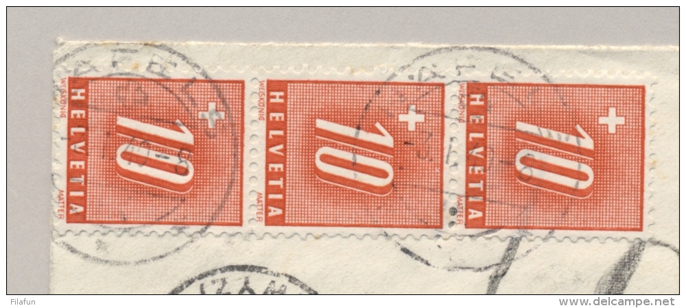 Schweiz - 1940 - 3x 10c Portomarke In Strip On Taxed Cover From  Lachen To Näfels - Strafportzegels