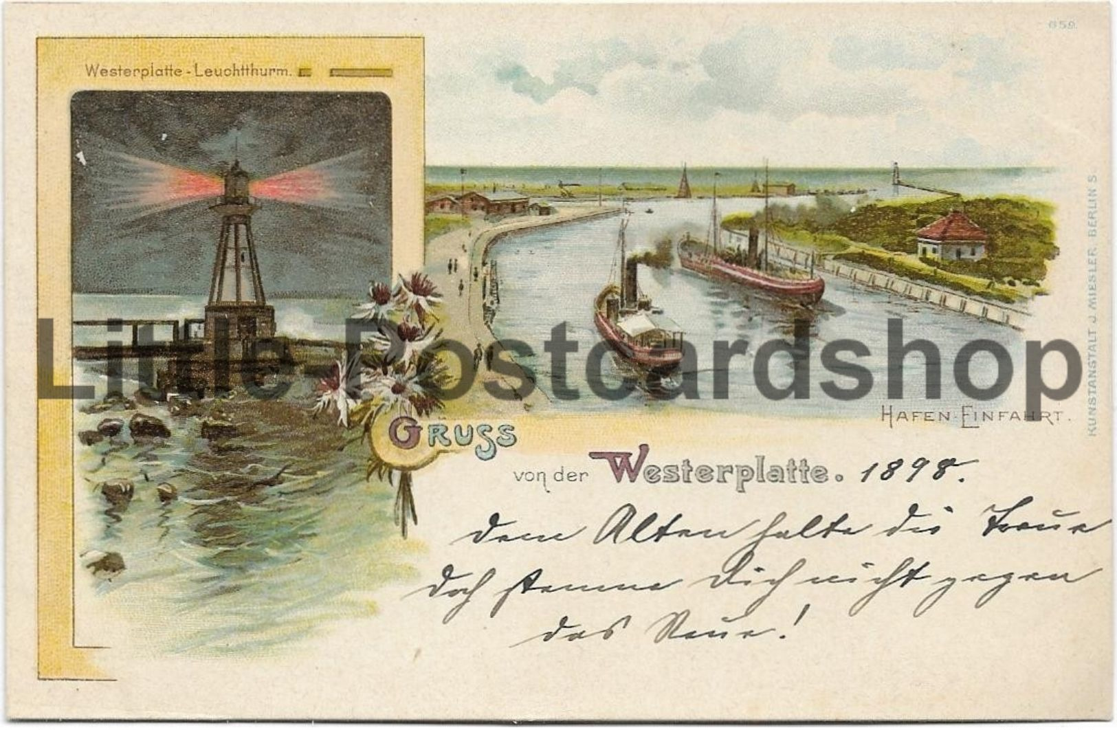 AK Gruss Von Der Westerplatte 1898 Leuchtthurm Hafeneinfahrt Leuchtturm - Danzig