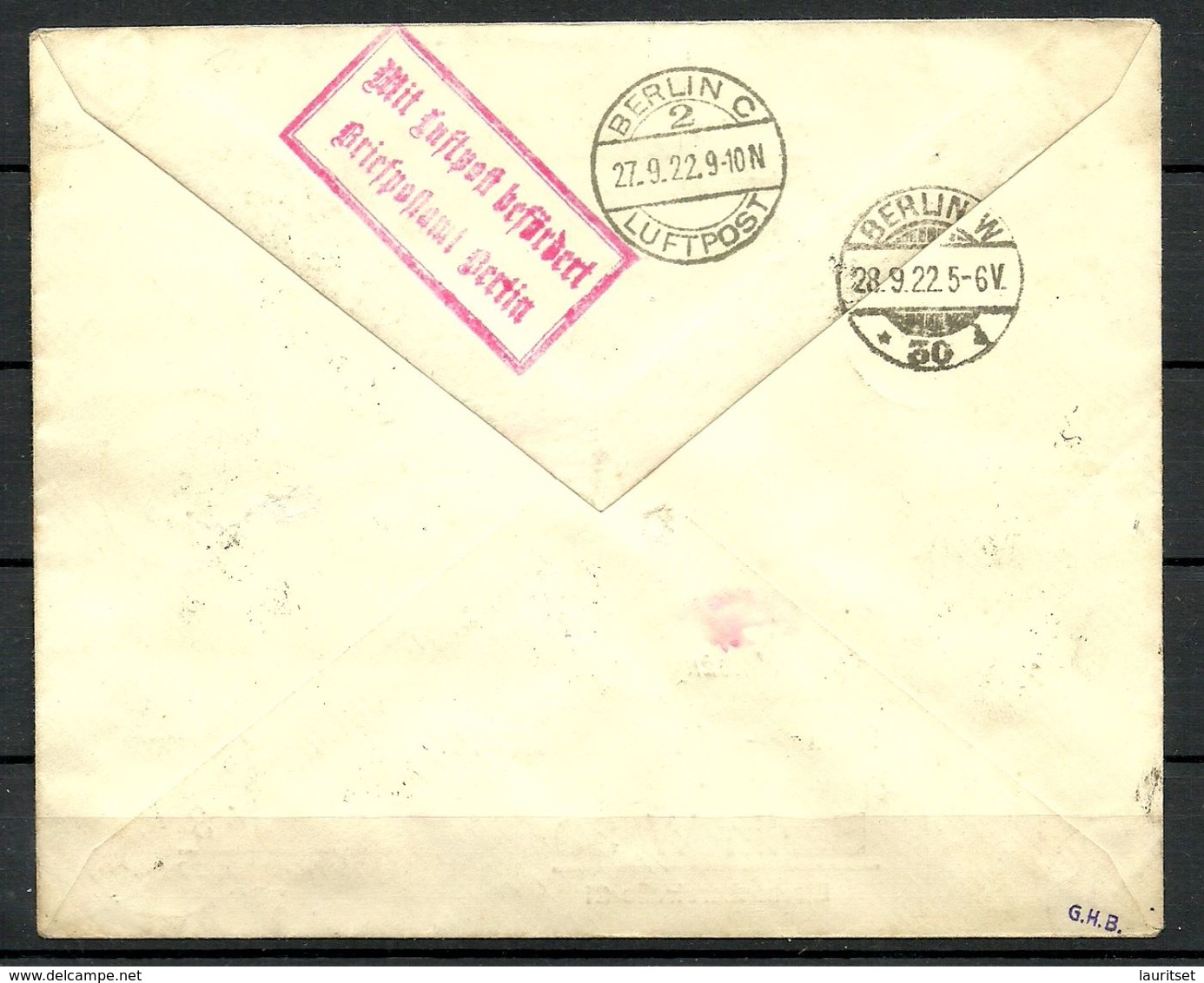 LITAUEN Lithuania 1922 Flugpost Brief Nach Deutschland Air Mail Cover To Berlin Signed - Litauen