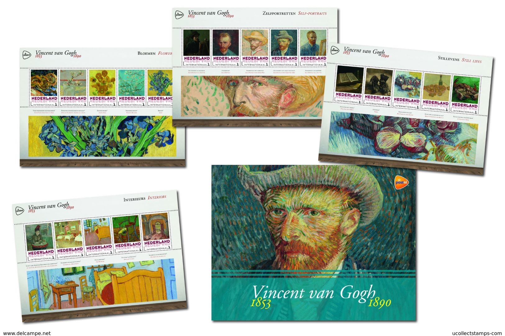 Nederland  Vincent V Gogh Painting  Set Of 4 Sheetlets  International  In Special Folder   Postfris/mnh/neuf - Nuevos