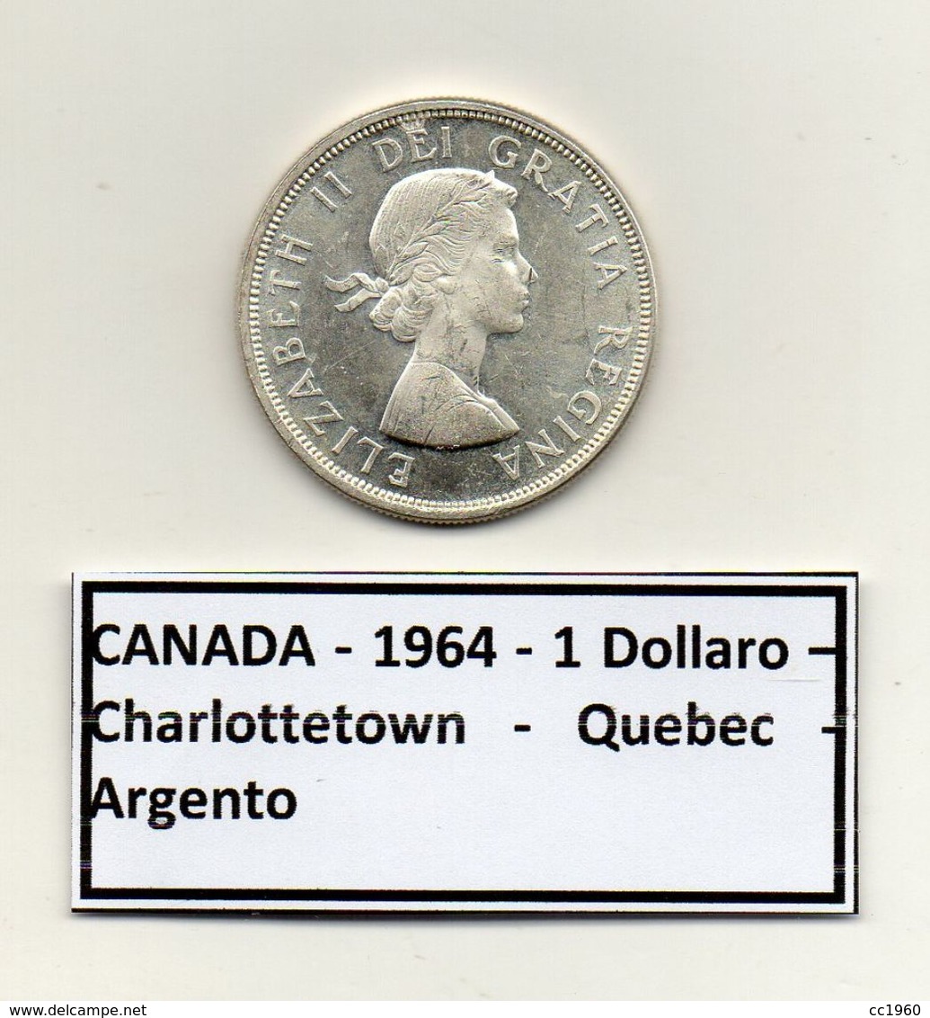 Canada - 1964 - 1 Dollaro - Charlottetown - Quebec - Argento - (MW1175) - Canada