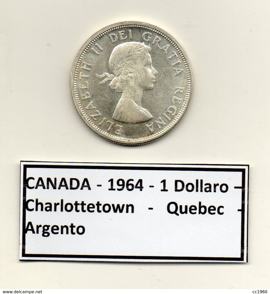 Canada - 1964 - 1 Dollaro - Charlottetown - Quebec - Argento - (MW1176) - Canada