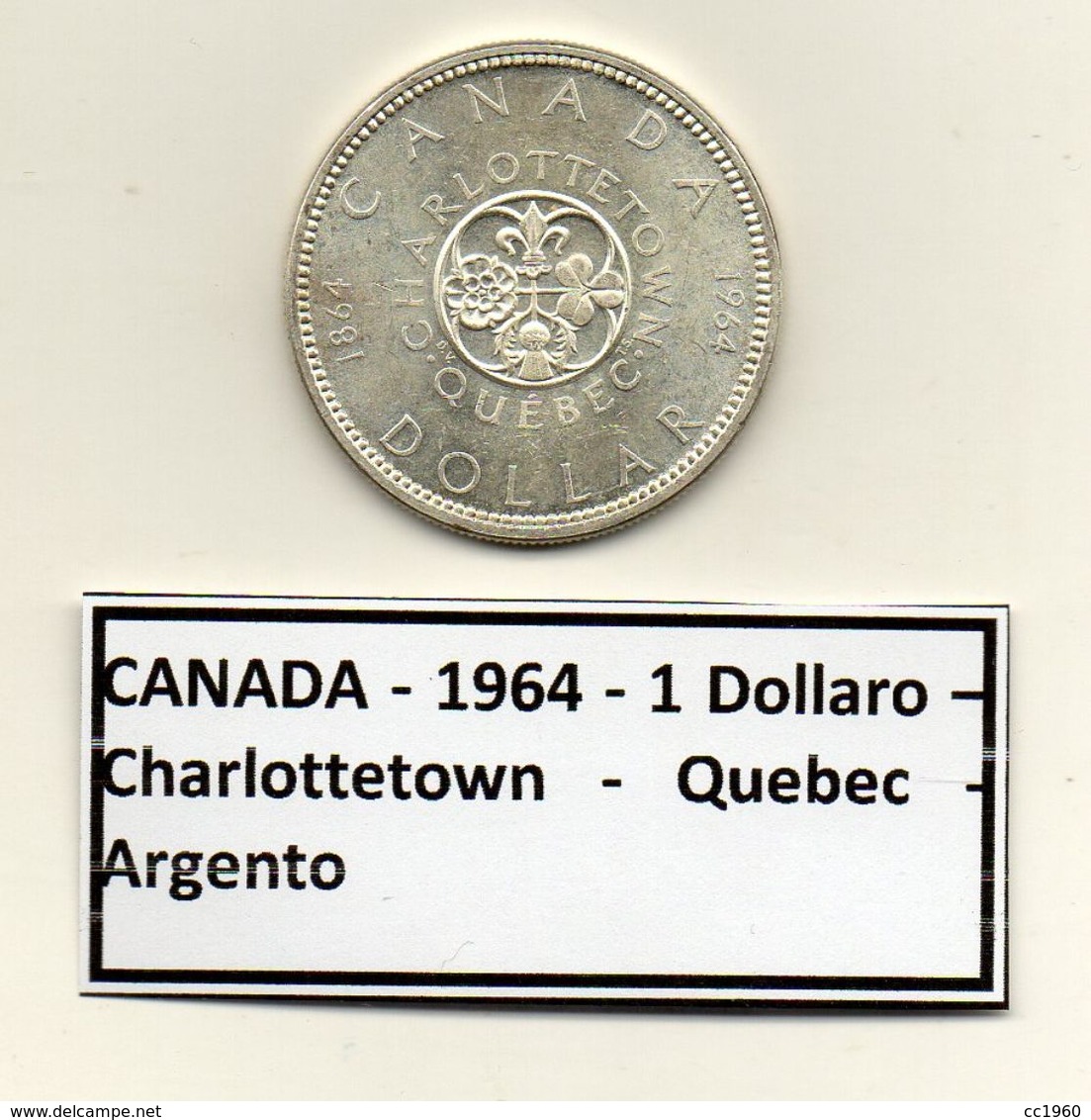 Canada - 1964 - 1 Dollaro - Charlottetown - Quebec - Argento - (MW1178) - Canada