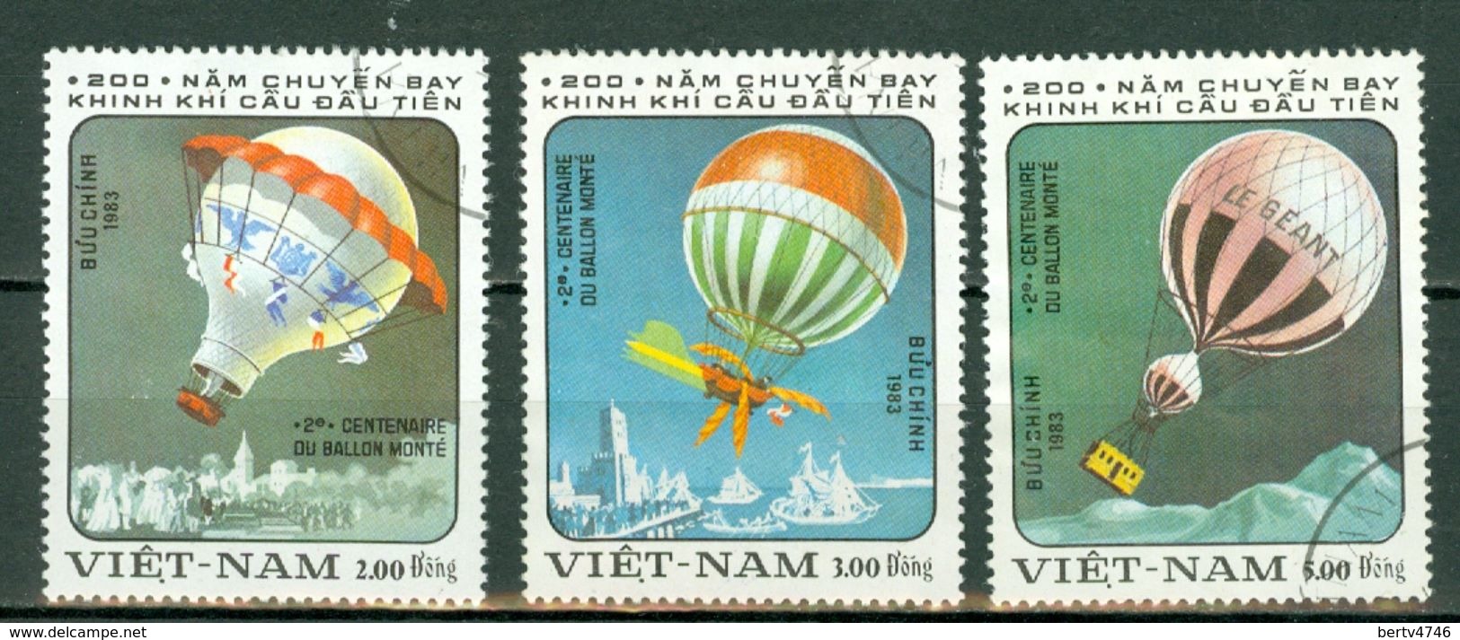 Vietnam 1983 - Ballons, Baloons  (3 Val.) Obl. -  Gebr. - Used - Viêt-Nam