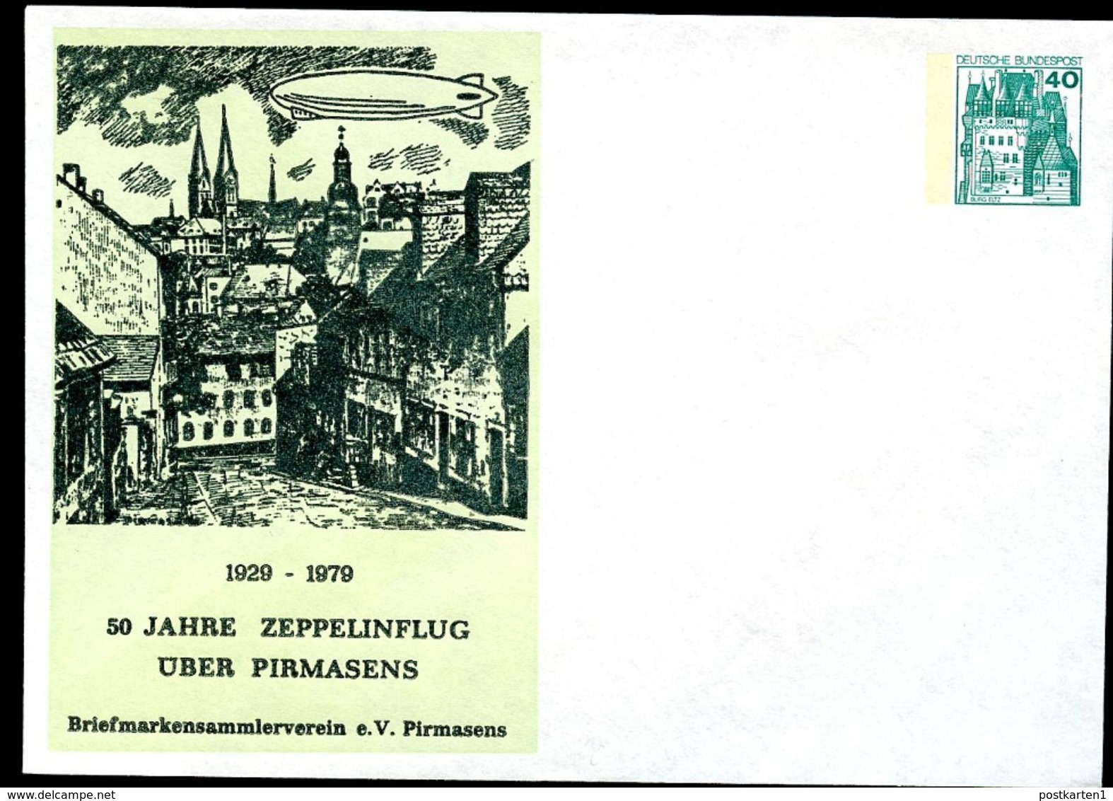 Bund PU110 C2/002 Privat-Umschlag ZEPPELIN ÜBER PIRMASENS 1979 - Enveloppes Privées - Neuves