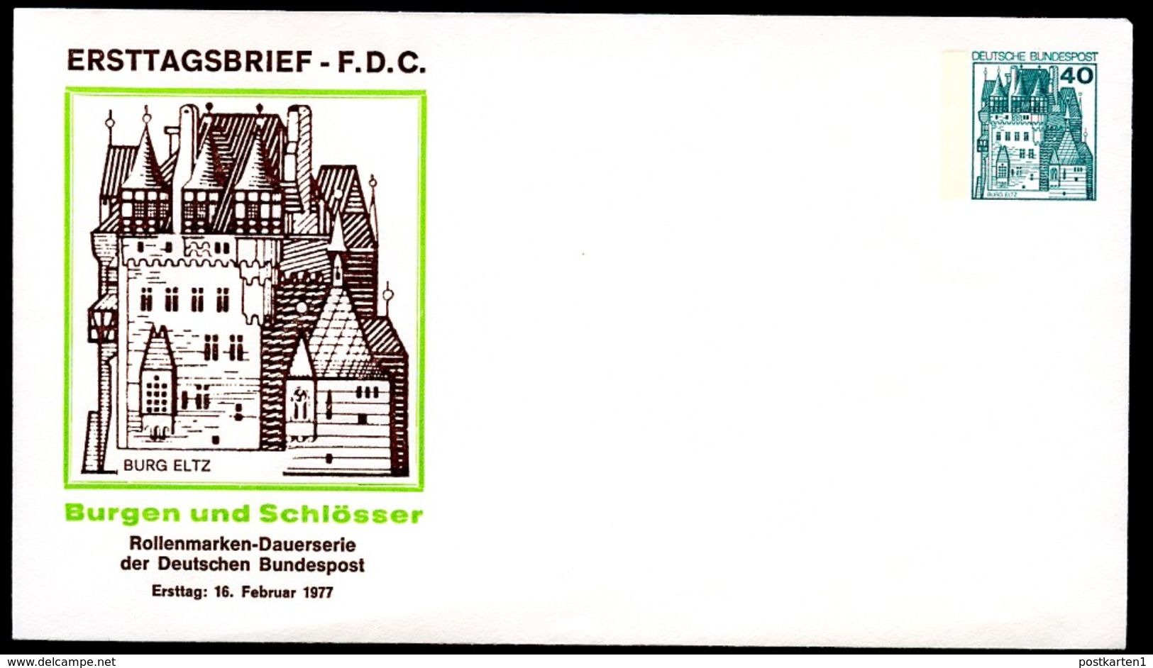 Bund PU110 D1/001a Privat-Umschlag BURG ELTZ 1977 - Enveloppes Privées - Neuves